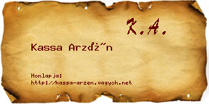 Kassa Arzén névjegykártya